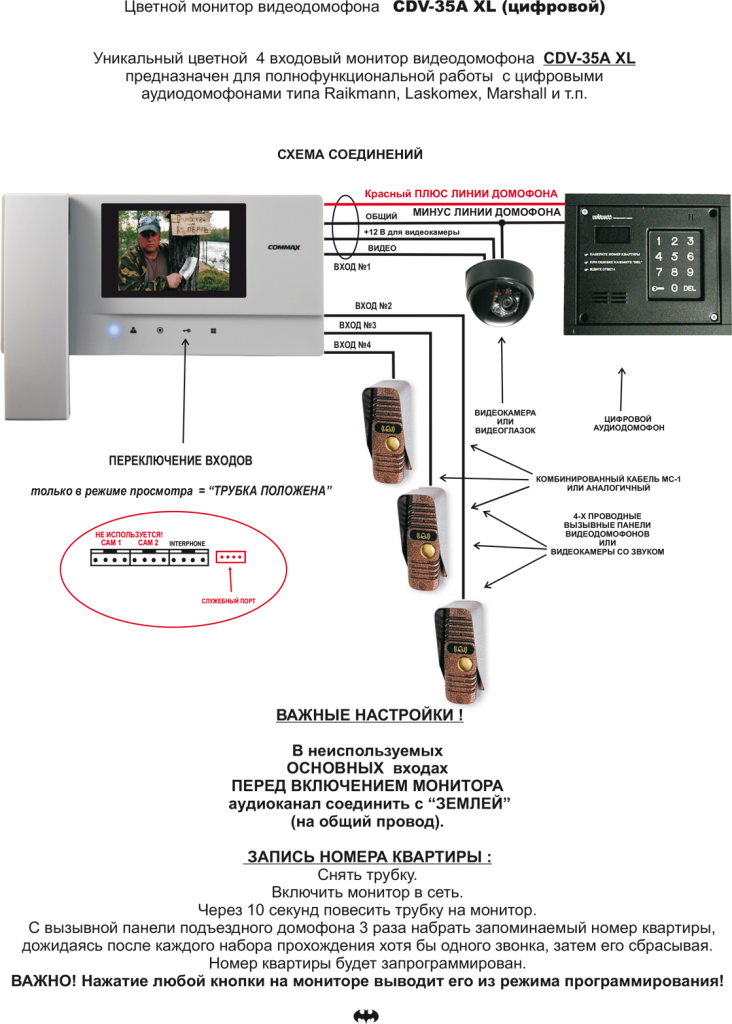 Схема подключения commax cdv 71am